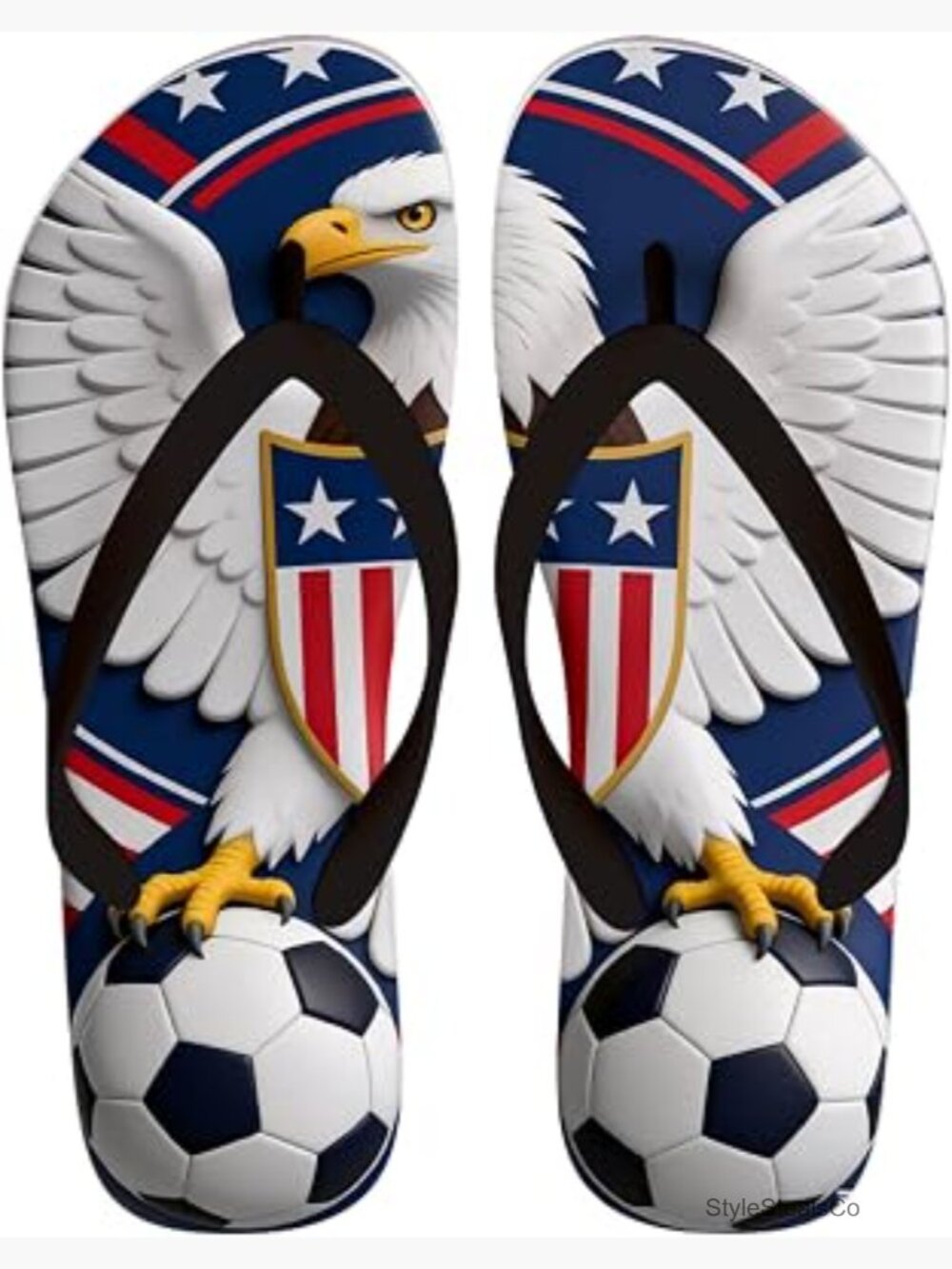 Patriotic American Flag Sandals, World Cup 2026 Flip Flops, Cushioned &